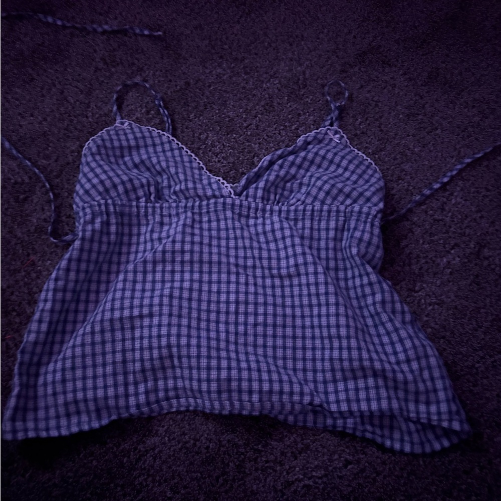 Blue Checkered baby doll top